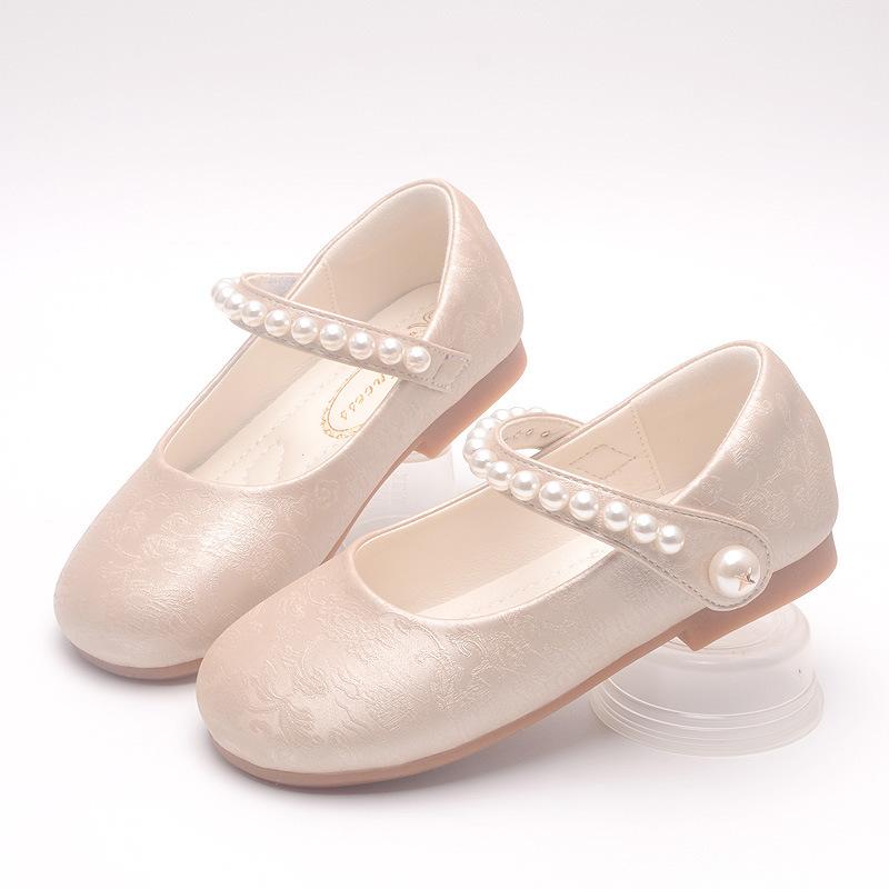 Spring and Autumn New Style Girls' White Leather Shoes, Children's White Shoes, Flower Girl School Uniform Photography Dress Shoes, Little Girls'