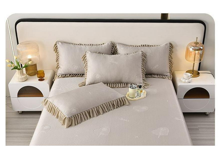 Machine Washable Summer Ice Silk Bed Skirt Cooling Mat Set