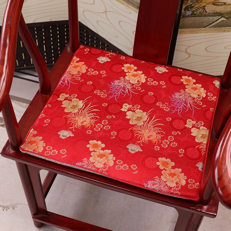 Square Chinese Style Mahogany Sofa Cushion Removable Washable Non-slip Single Seat Cushion Home Chair Pad Soft No Ball No Fading