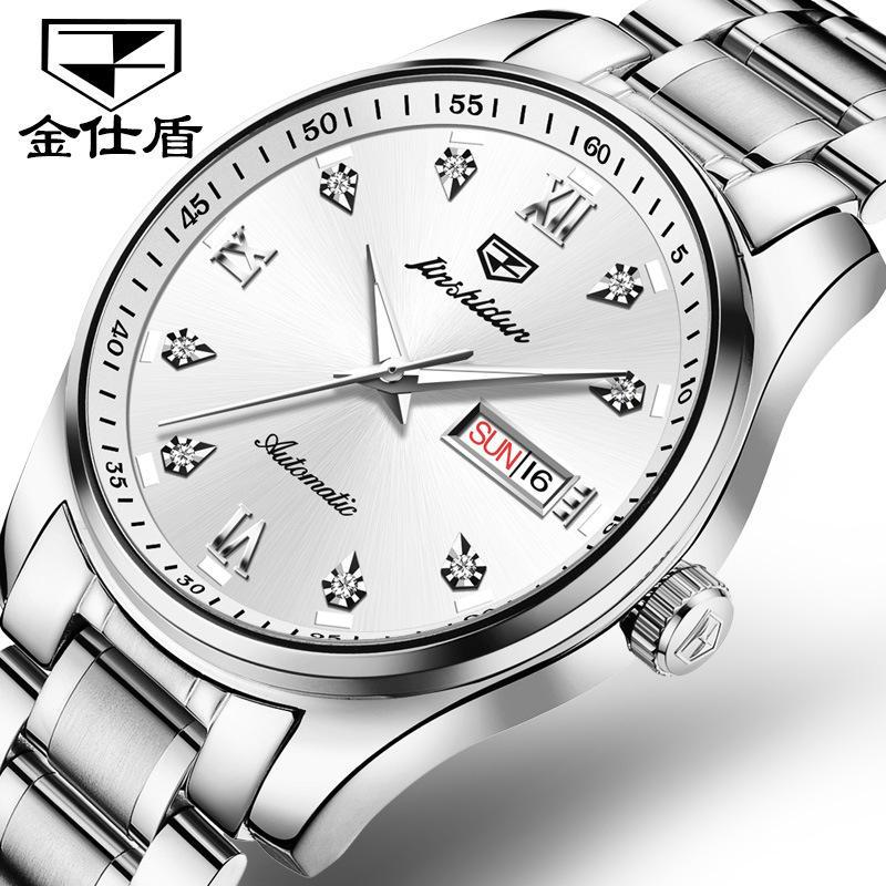 JINSHIDUN The New Business and leisure Men's Watch Fully Automatic Mechanical Watch Dual -daily Calendar Night Light Waterproof High -end Watch