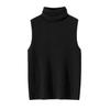 Women's 100% Pure Cashmere Striped Sleeveless Slim-Fit Turtleneck Vest
