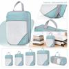 Travel Packing Cubes Set 5 Pieces Lightweight Durable Storage Organizers with Mesh Tops and Handles for Efficient Luggage Organization