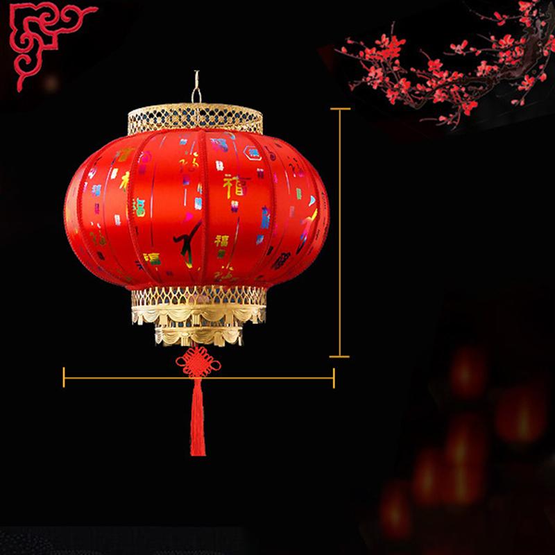 Chinese Retro Red Lantern Festival Printing Landscape Decorative Lanterns Outdoor Waterproof Sunscreen PVC New Year Lanterns