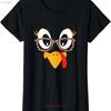 Funny Thanksgiving Turkey Face Leopard Glasses Ladies Crewneck T Shirt Vintage Washed Comfortable Streetwear Designer Clothes