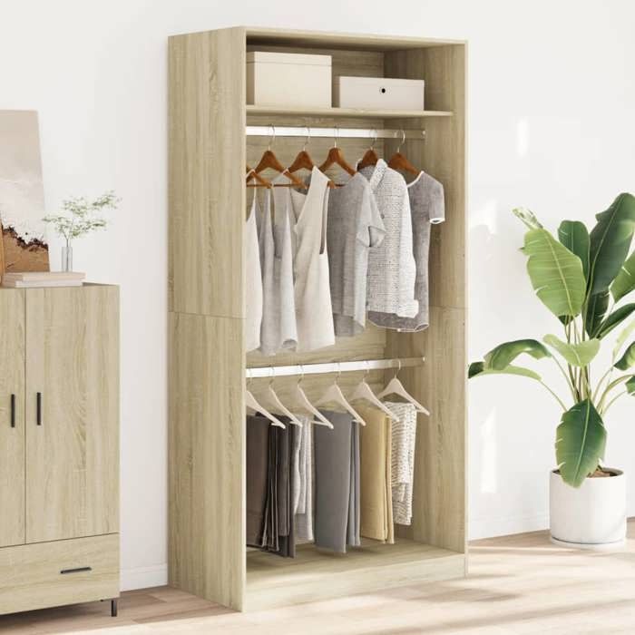VidaXL Wardrobe Sonoma Oak 100x50x200 Cm Chipboard, Storage Cabinet, Wardrobe Organizer, Cabinet, Closet, 3307803