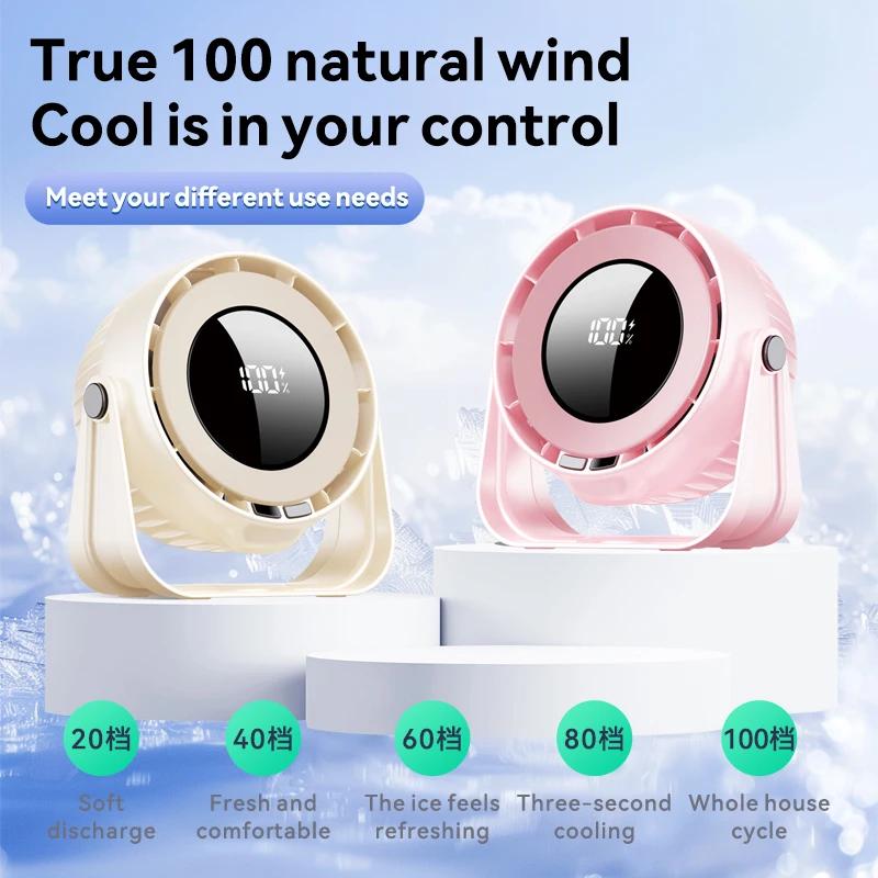 3-in-1 Multifunctional Home Desktop Fan No-Punch Wall Mount Fan Outdoor Camping Ceiling Fan Quiet USB Rechargeable 5 Wind Speeds
