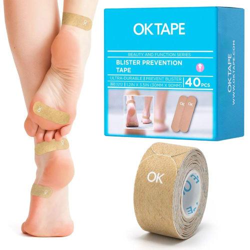 

OKTAPE Blister Protection Tape, Protective Sticker, Prevents Blisters, Waterproof, Sweat-Resistant, Heel and Toe, Latex-Free, Non-Slip, Breathable, Th