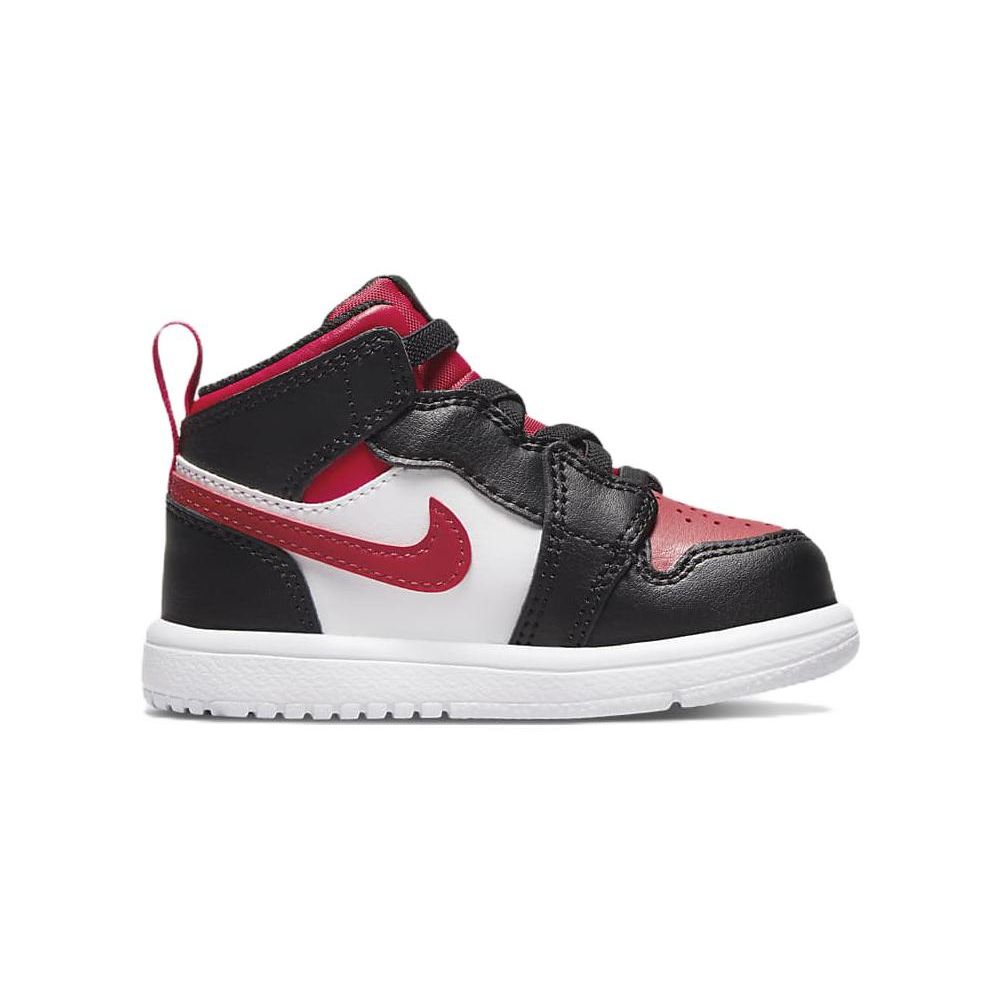 Jordan Air  1 Mid Alt "Bred Toe" Comfortable Versatile Shock Absorbing Slip Resistant Durable Mid-Top Baby Sneaker Black AR6352-079