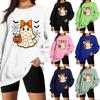 Damen Pullover mit Farbkragen, langen Ärmeln, lockerem Schnitt und Halloween-Print