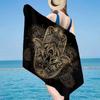 Golden Hamsa Symbol Beach Towel, Super Soft Microfiber, Gift for Her/Him, Birthday, for Pool, Beach, Travel, Home Decor Fan gifts
