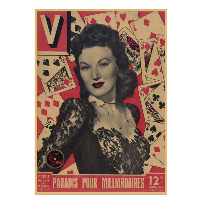 Vintage Sexy Beauty Star Illustration Wall Poster for Bar or Cafe