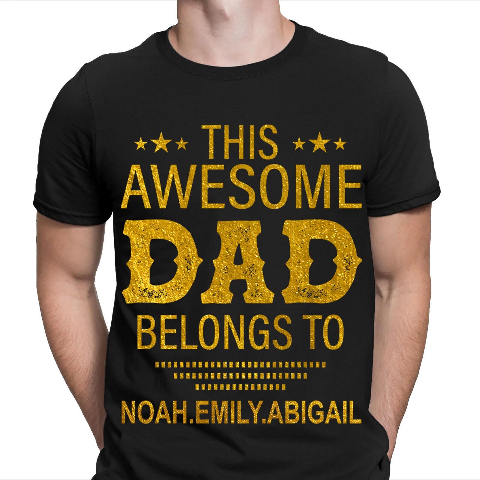 This Awesome Dad Belongs To Personalised Fathers Day T Shirt Birthday Gift 2XL