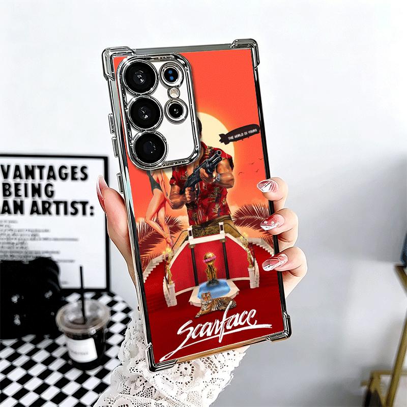 Scarface 1983 Al Pacino Plating Phone Case For Samsung Galaxy S24 S25 FE S26 Edge S23 Ultra S22 S21 Plus S20 Anti-Fall Airabag C