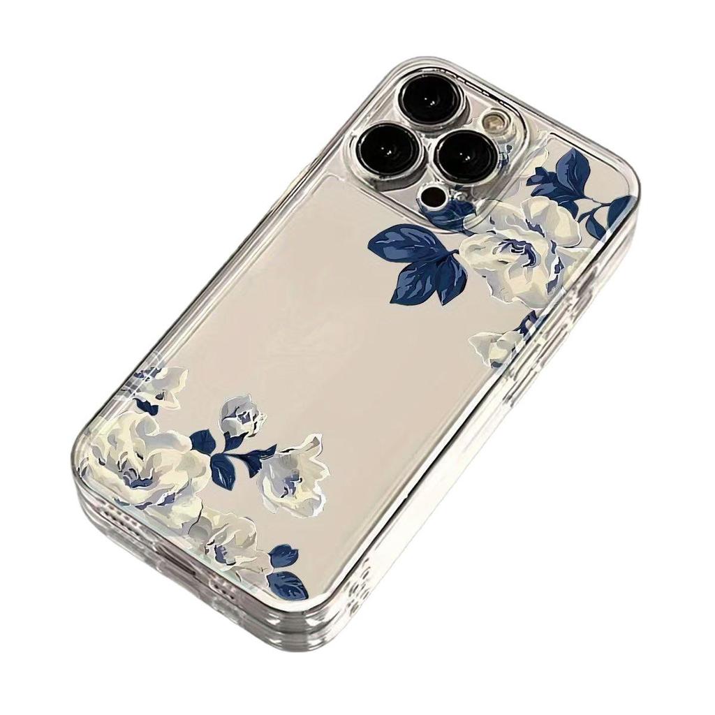 Elegant Blue Floral Soft Case for iPhone 17 Pro Max/Air.