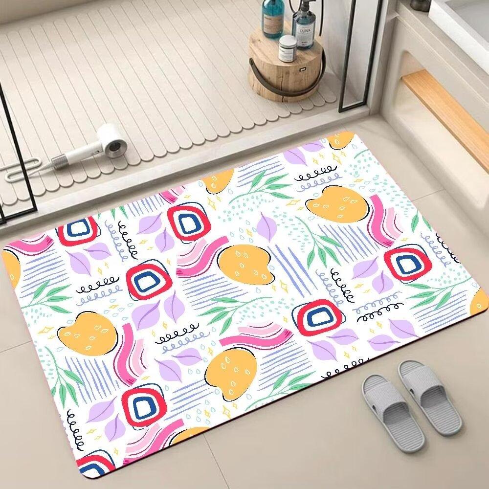 

Диатомовая грязь нескользящий коврик для пола с рисунком свежих цветов быстросохнущий кухонный ванная комната ванная комната водопоглощение легкий в уходе 40X60cm 15.7X23.6in