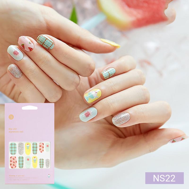 Cute Pastel Nail Stickers 24pcs | Press-On Strips, Bunny, Bear&Star Designs, Easy Peel