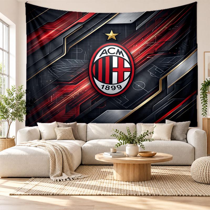 AC Milan Wall Tapestry, Soft Fabric Wall Hanging, Decorative Backdrop For Bedroom Home Wall Art