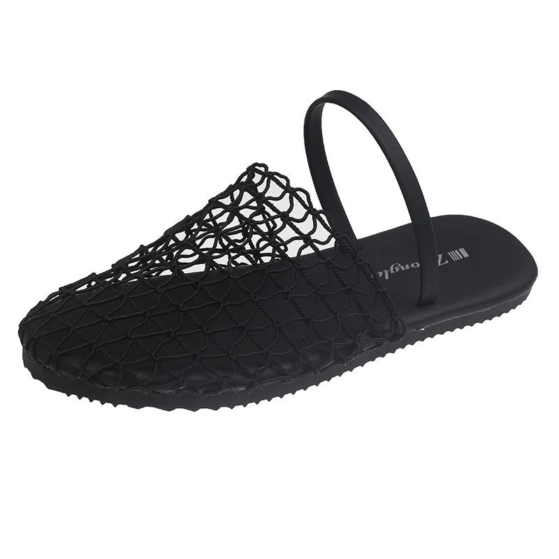 Fashion Women's Slippers Flat Sole Round Toe Mesh Upper Cover Toe Women's Mules Shoes Women Dress Outdoor Breathable Zapatillas De Mujer