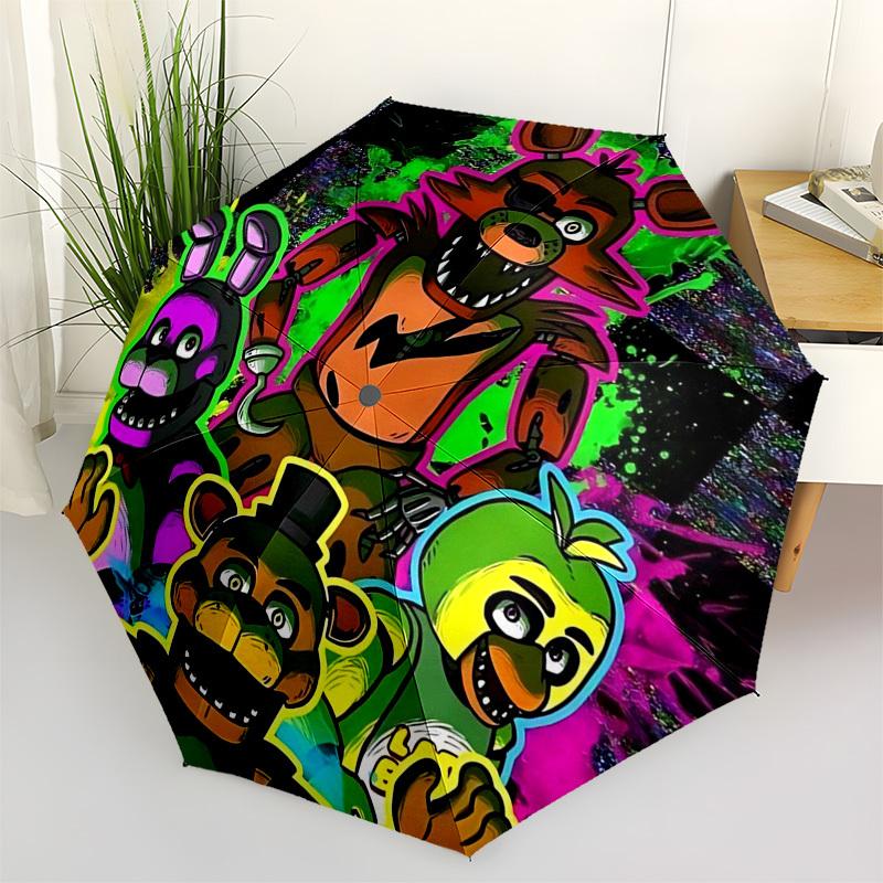 1pc Stained Glass Yin Yang Sun Moon Stars Auto Open Close Umbrella, Portable 3-Fold Design, 8-Bone Iron Frame Outdoor Umbrella, Festival Gift for Fans