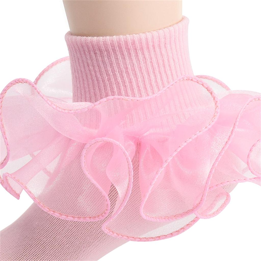 Toddler Girls Princess Ruffle Socks Soft Double Lace Frilly Ankle Socks Cute Baby Kids Socks For Ages 1-10 Years