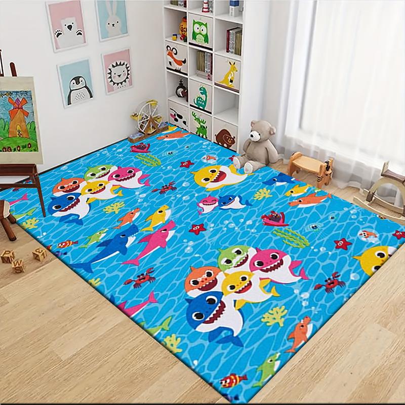1 ks Kobercový kobereček Baby Shark Family Adventure Přizpůsobitelný Měkký Omyvatelný Protiskluzový Domácí Obývací Pokoj Podložky pod Pohovku Personalizovaný Kobereček 0917306