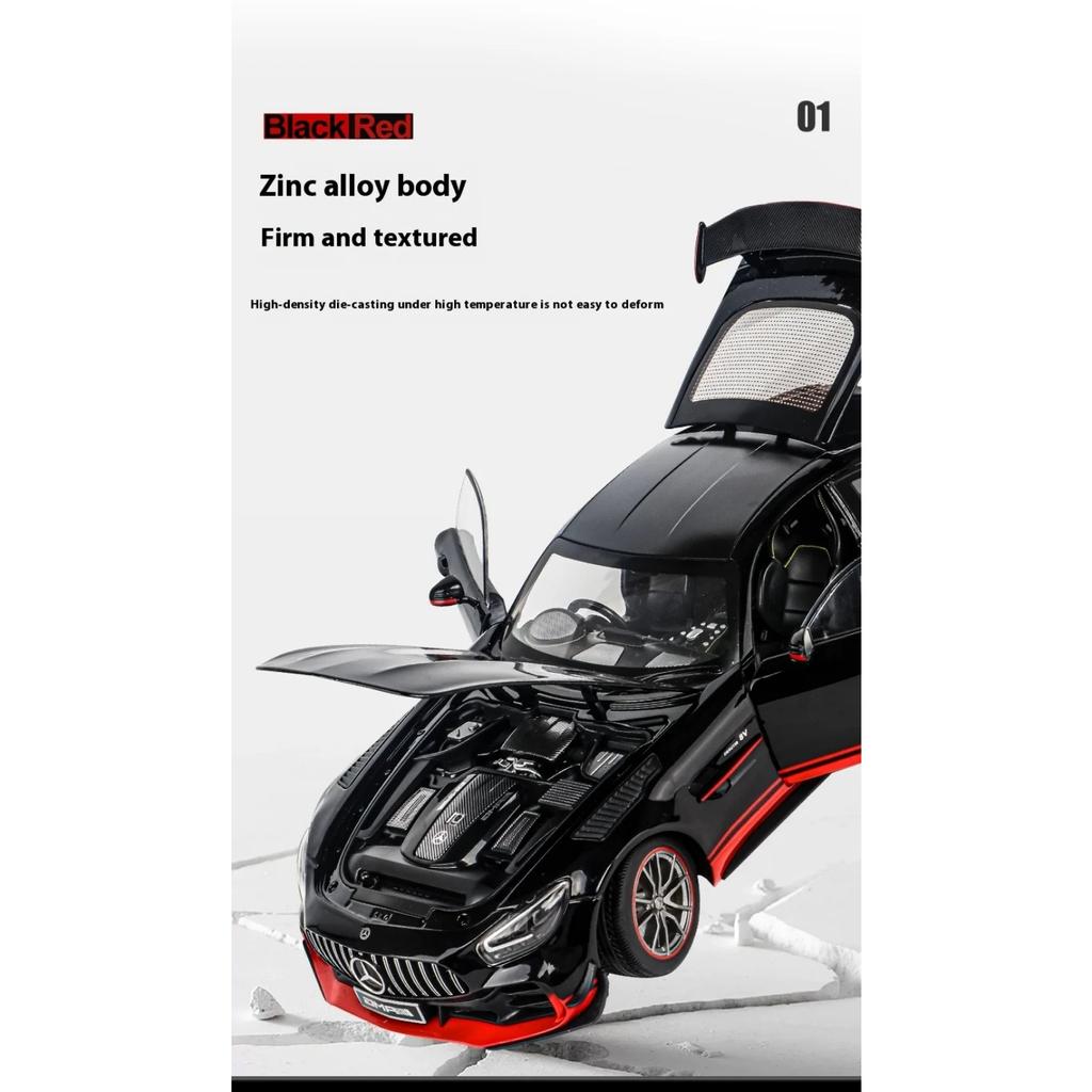 Игрушечная модель автомобиля BENZ AMG GTR 1/18 из легкого сплава, реалистичные огни и звуки, коллекционная мечта детского любителя гонок