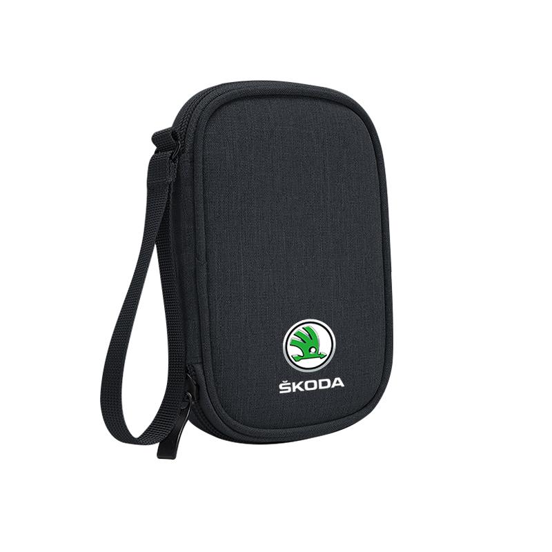 CWWR6 Car Cable Drive Earphone Charger Protable Storage Bag For New Skoda Octavia Kodiaq Fabia Superb Karoq Yeti Rapid Mk3 Vrs Kamiq