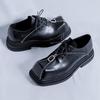 Men's Thick Sole Square Toe Leather Shoes with Height Boost & Zipper Design - Punk Style 60702-R