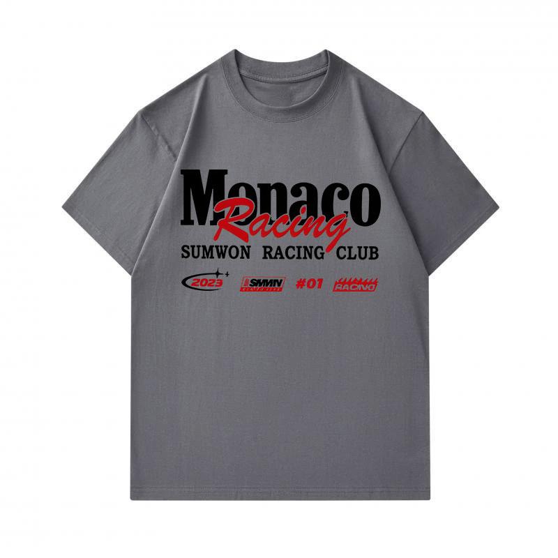 Men's 100% Cotton Crew Neck Short Sleeve T-Shirt, Casual Monaco Racing Club Graphic Printed Summer Comfortable Breathable Tee Top for Daily Sports Wea