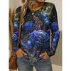 Damen T-Shirt 3D Elegant Rose Floral Print Mode Langarm Rundhals Regulär Oberteil Feiertagswochenende Frühling Herbst
