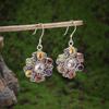 Silver-Plated Hand-Carved Pattern Circle Dangle Earrings for Women Retro Exaggerated Hypoallergenic Earrings Fashion Jewelry