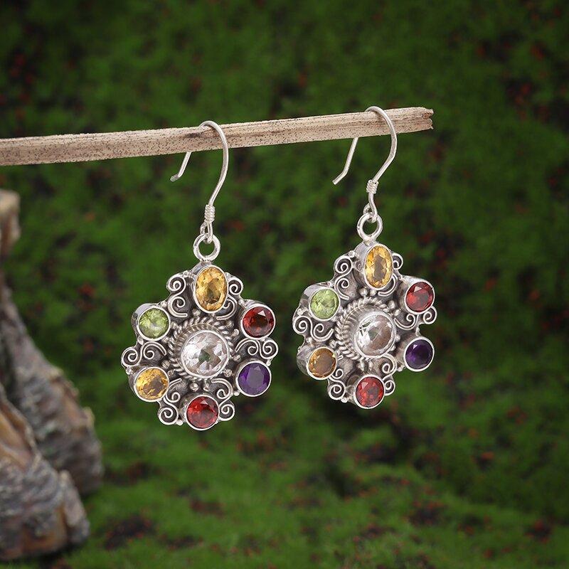 Silver-Plated Hand-Carved Pattern Circle Dangle Earrings for Women Retro Exaggerated Hypoallergenic Earrings Fashion Jewelry