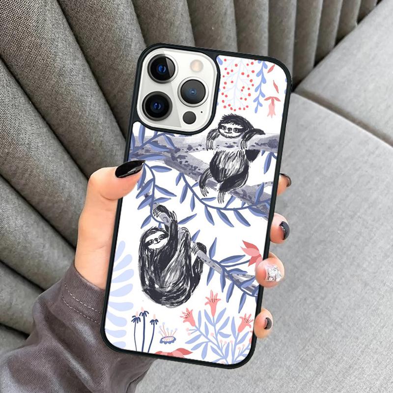 Kawaii Cute Sloth Hang Pattern Phone Case For iPhone 17 Air 16 16e 15 13 14 Pro Max 11 12 Plus 2022 MAX Cover coque