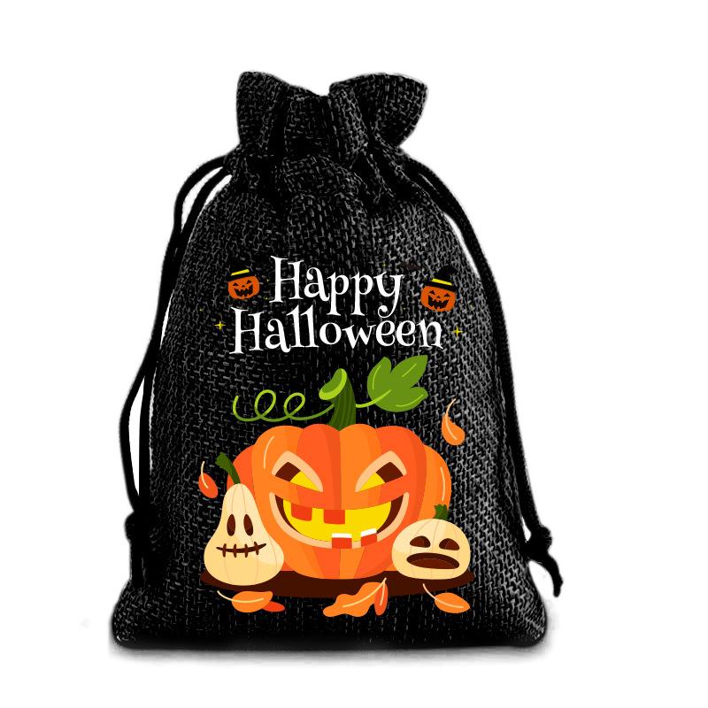 Halloween Kinder Zuckertüte Kürbis Geist Leinen Bündel Mundbeutel Geschenktüte Kordelzug Süßigkeitentasche Lager