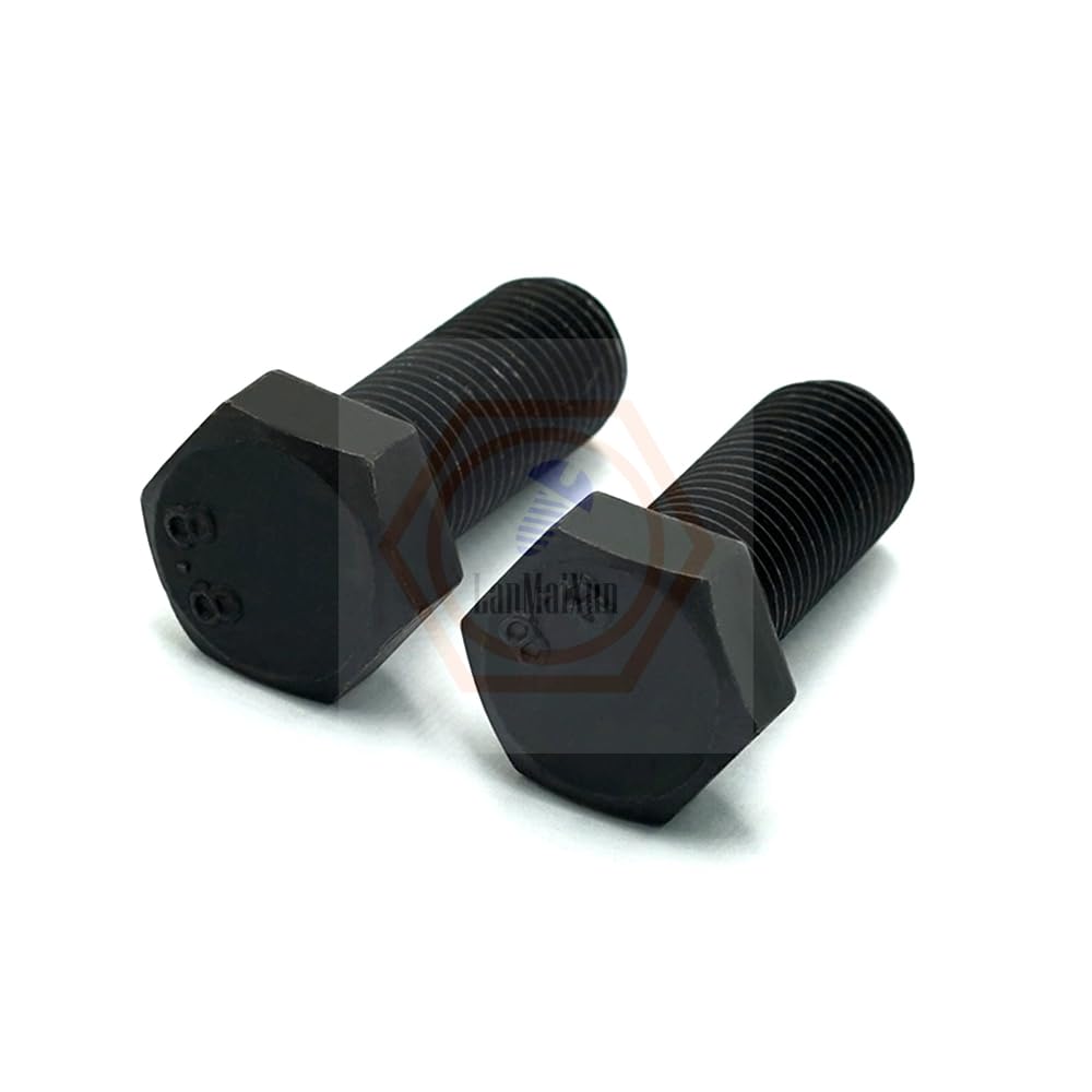 5pcs M12-1.5×45mm Metric Fine Thread 8.8 Grade Black Alloy Steel Hex Head Screws