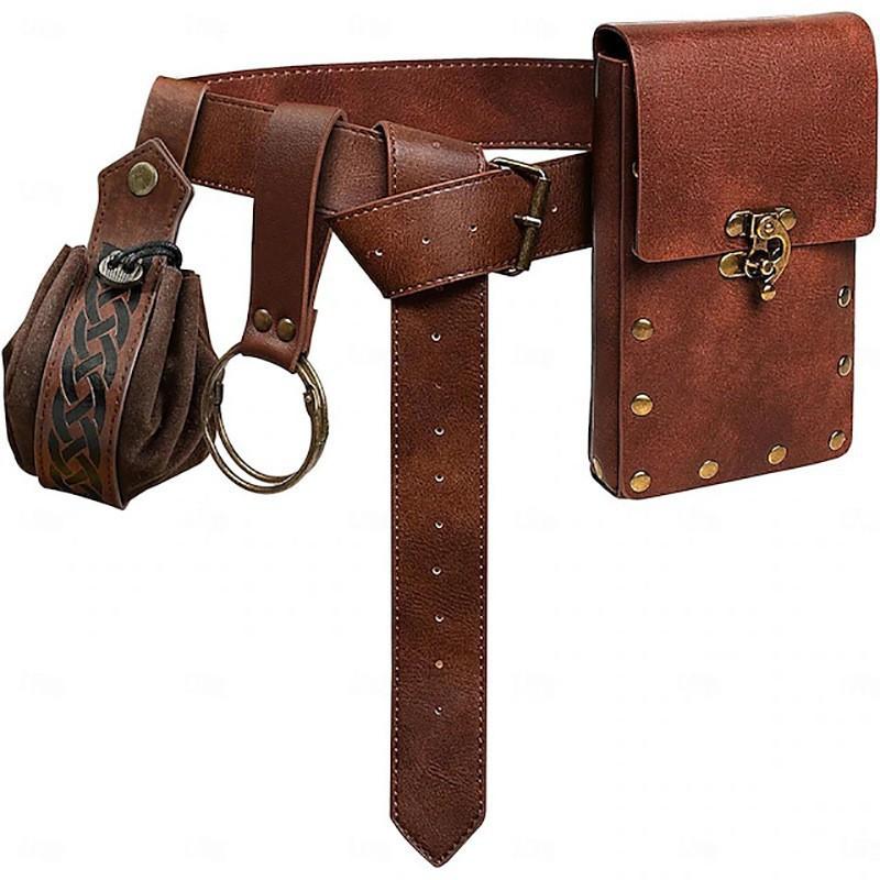 Style Collision! Steampunk Phone Bag with Medieval Leather Belt, the First Choice for Renaissance Cosplay Costume Accessories