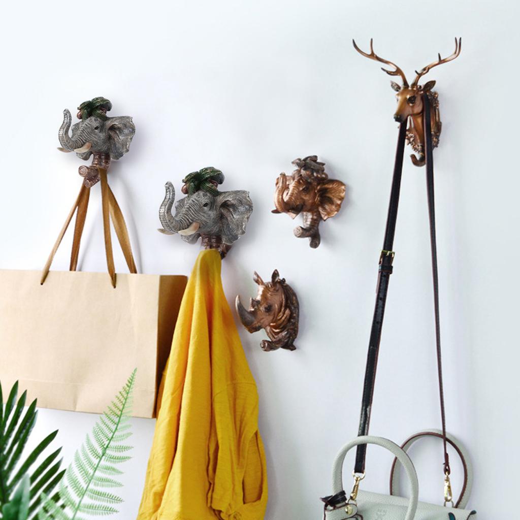 Unique Animal Shape Resin Wall Mounted Hat Coat Hanging Hook Bathroom DecorationRetro