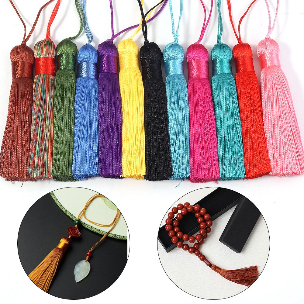 6pcs 82cm Long Silk Tassel Fringe Brush Handmade Soft Mini Tassels with Loops For DIY Craft Jewelry Making Souvenir Bookmark