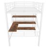 Letto a soppalco, 90*200cm, senza materasso, letto con scrivania, più ripiani, ringhiera, scaletta, struttura in ferro, bianco
