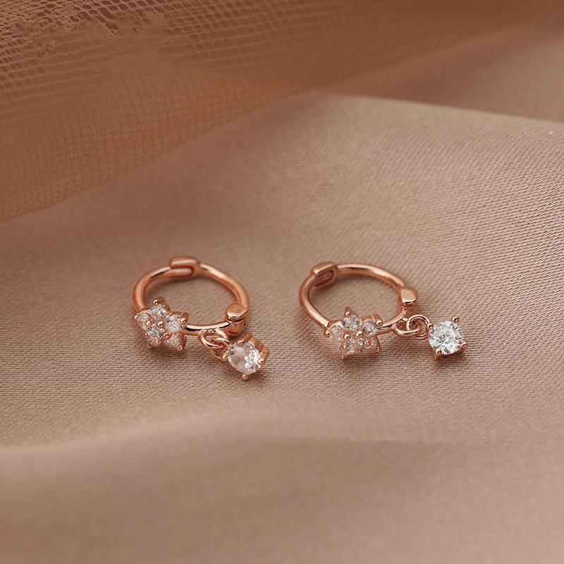 925 Sterling Silver Korean Sweet Zircon Flower Stud Earrings for Women Temperament Wedding Jewelry Party