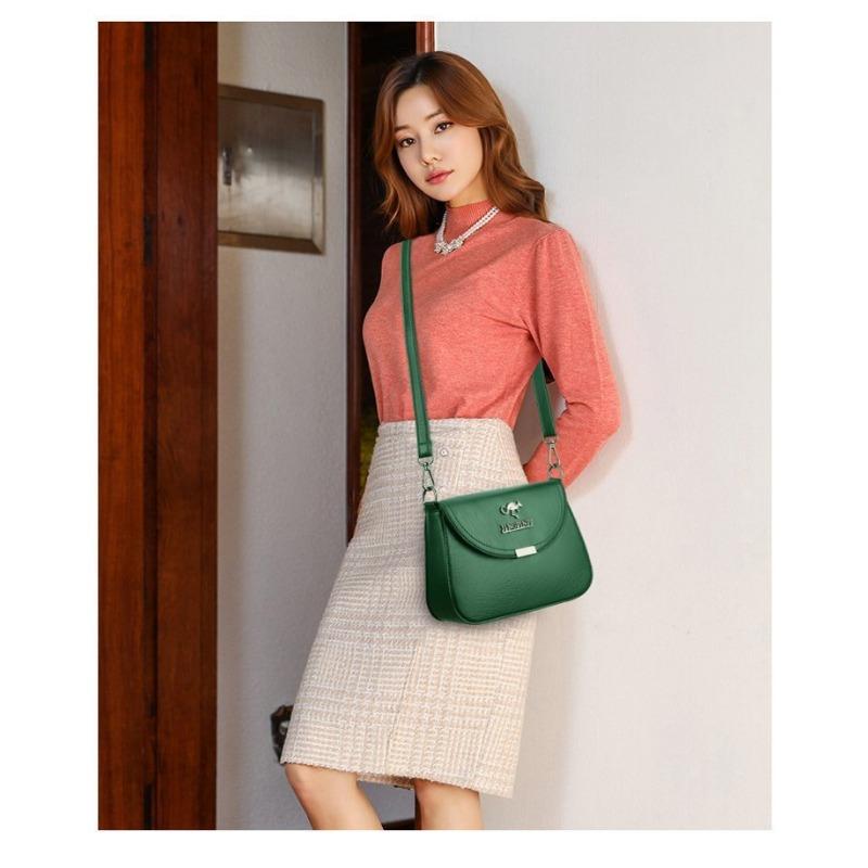 Women New Crossbody Bag Soft Leather Texture Shoulder Bag Fashion Mini Square Bag Middle-Aged Mom Mother-in-Law Shoulder Bag