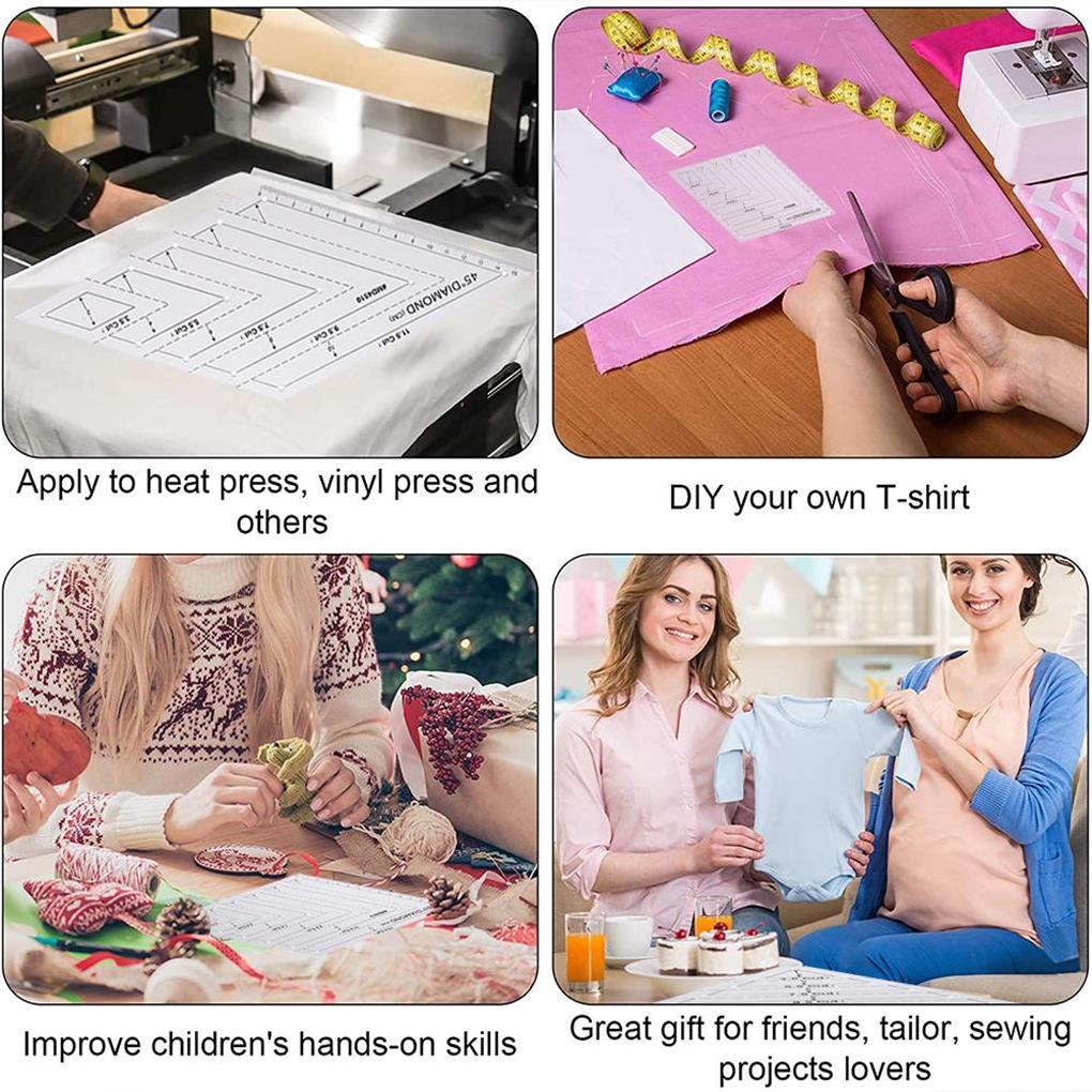 4Pcs Lightweight Quilting Ruler Hexagon 60-Degree Templates Handmade Patchwork Ruler Sewing Rulers Measuring Tools