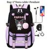 Kuromi Student Backpack With Usb Charging Port For Casual Travel And School Use