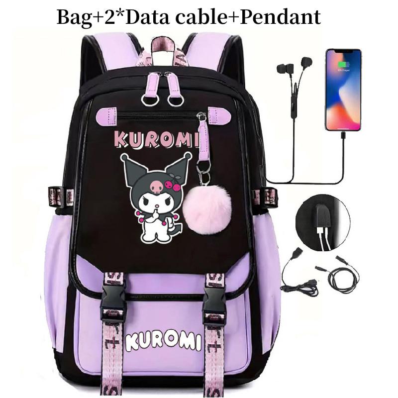 Kuromi Student Backpack With Usb Charging Port For Casual Travel And School Use