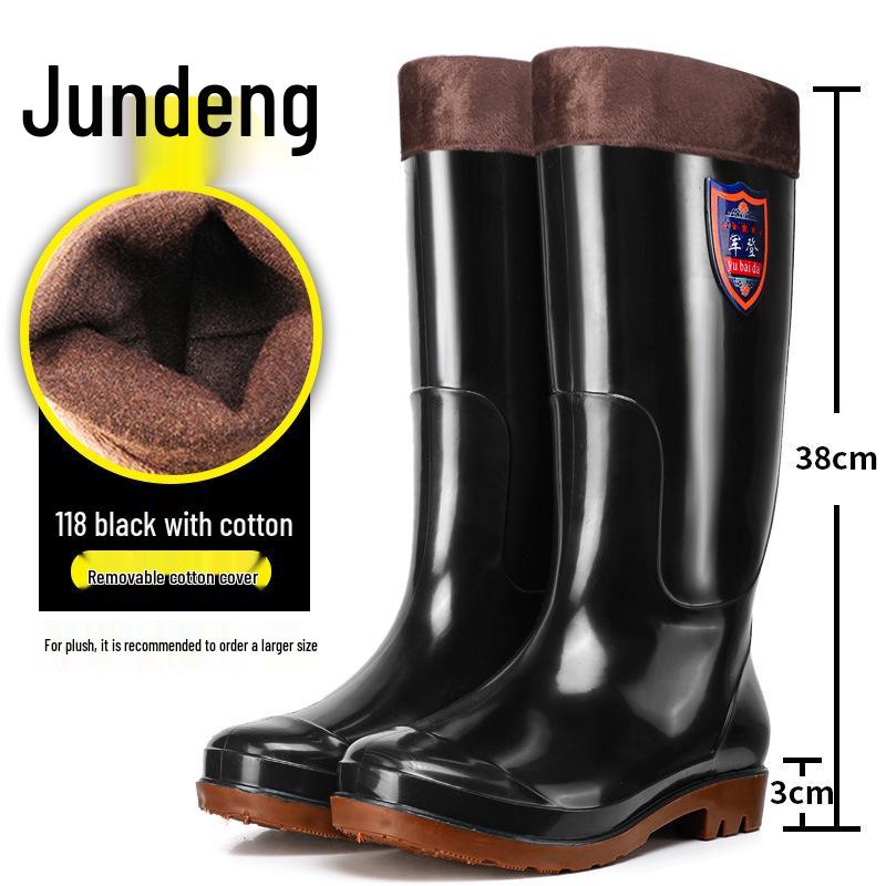 Men's Tan Quick-Dry High-Top Rain Boots - Waterproof, Non-Slip, No-Mesh Rubber Shoes