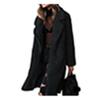 Women Winter Thicken Plush Lapel Solid Color Long Sleeve Warm Cardigan Midi