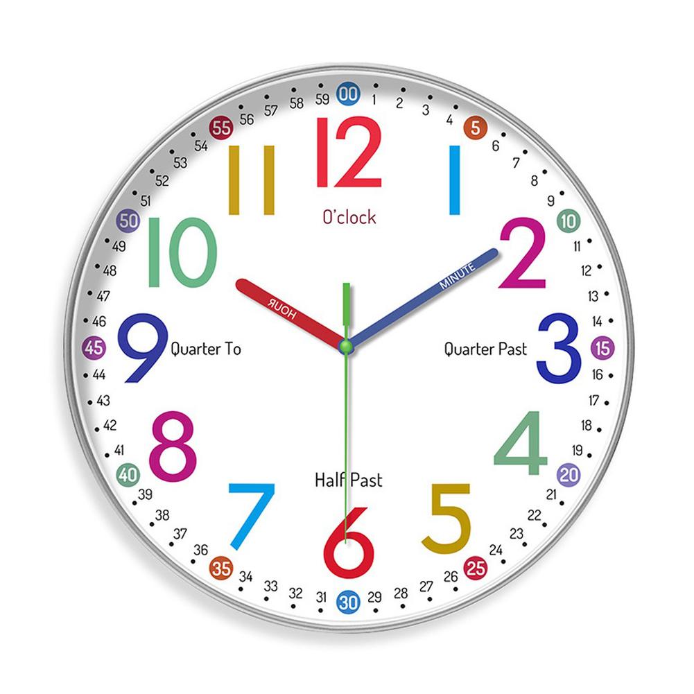10 Inches Clock Children's Wall Clock Silent Learning Wall Clock 12 Inches Clock