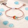 Summer Beach Wrist Accessories Colorful Small Fish Handmade Braided Bracelet, Boho Cute Woven Adjustable Bracelet String Wristband for Women