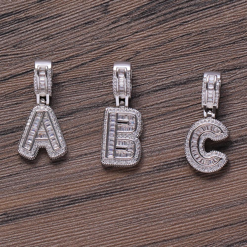 Rock Candy Letter Pendant: Trendy European & American Hip-Hop Style Copper Zircon Necklace with 26 English Alphabet Options