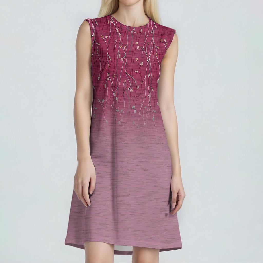 Women's Fashion Casual Print Round Neck Sleeveless Short Dress